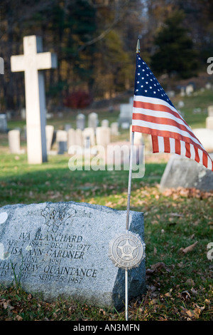 Vieux cimetière, Wilton, CT, USA Banque D'Images