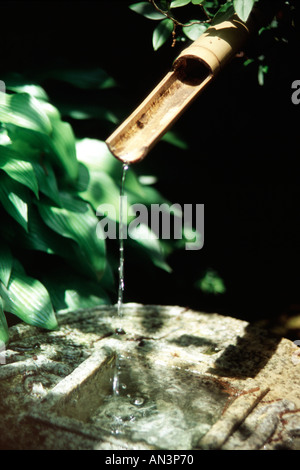 Fontaine d'eau en bambou japonais Banque D'Images