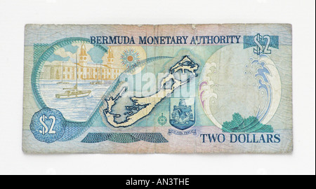 Les Bermudes 2 Deux Dollar Bank Note Banque D'Images