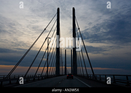 Pont de l'Oresund entre Malmö, Suède et Copenhague, Danemark Banque D'Images