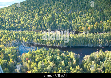Forêt mixte de feuillus et de résineux avec petit lac étang de castors près de Dalhousie Nouveau-Brunswick Canada Banque D'Images