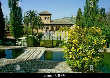 Partal Palais et jardins du Generalife, Alhambra, Granada, Espagne Banque D'Images