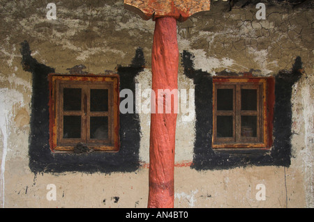 Windows Bardan gompa Zanskar Inde Banque D'Images