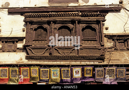 Thankas à temple, Katmandou, Népal Banque D'Images