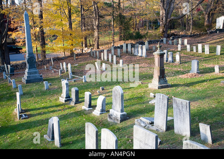 Vieux cimetière, Wilton, CT, USA Banque D'Images