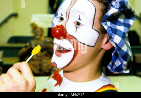 Portrait de clown avec Lucette, London, England, UK Banque D'Images