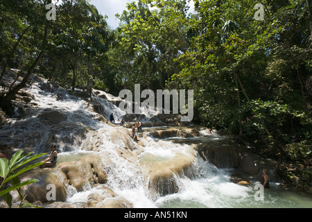 Dunns River Falls, Ocho Rios, Jamaïque, Caraïbes, Antilles Banque D'Images