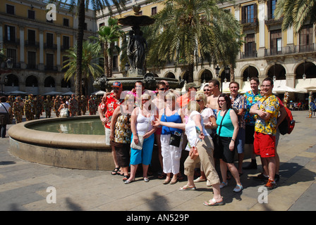 Instantané sur groupe Plaça Reial Barcelone Espagne Banque D'Images