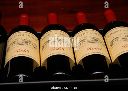 Bouteilles de vin rouge de Stapleton & Springer winery en République Tchèque Banque D'Images