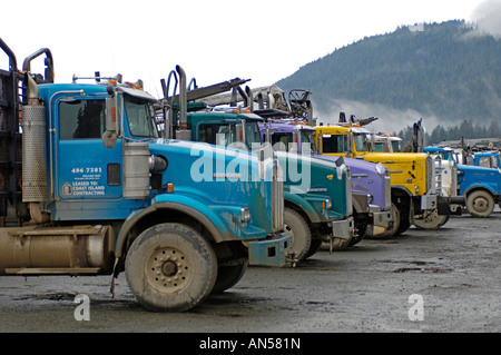 L'industrie forestière canadienne de colis lourds industriels Camion d'exploitation forestière Bois Depot Banque D'Images