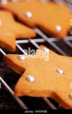 Sur le thème de Noël biscuits d'épices sur une grille de refroidissement Banque D'Images