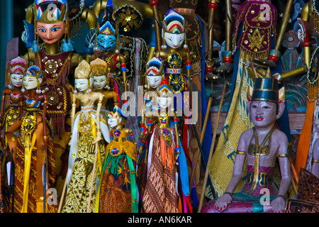 Boutique de Marionnettes traditionnelles Ubud Bali Indonésie Banque D'Images