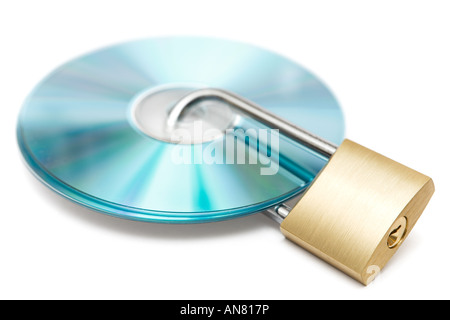 CD bloqué isolé sur un fond blanc. Banque D'Images