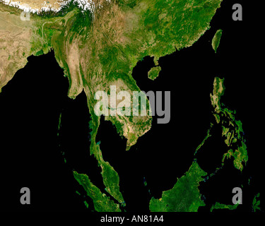 L'Asie du Sud est une vue satellite Vietnam Cambodge Laos etc Banque D'Images