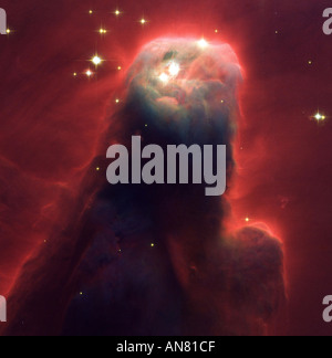 Piliers des cônes et de majestueuses formes fluides abondent dans les pépinières d'étoiles des nuages de poussière gaz natal étoiles nouveau-né de l'image de Hubble