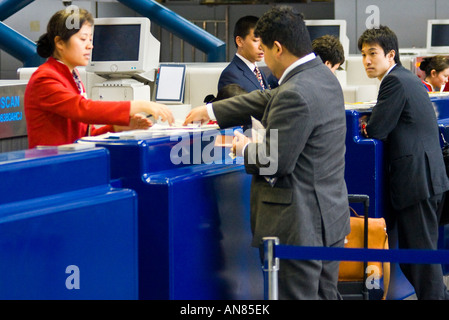 Eva Airlines Comptoir Checkin BJS PEK Capital International Airport Beijing Chine Banque D'Images