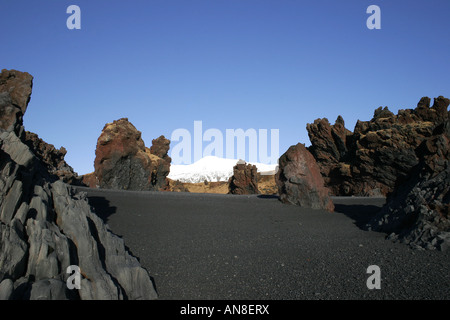 Plage volcanique en Islande Banque D'Images