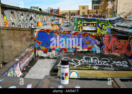 Amériques Meilleurs Spraypaint marque peut et graffitis au 5 entrepôt pointz à Long Island City Banque D'Images