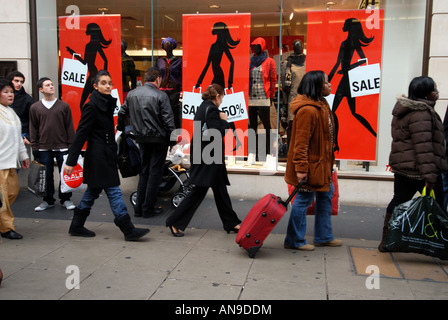 Les ventes de Noël 2007 West End London Oxford Street Banque D'Images