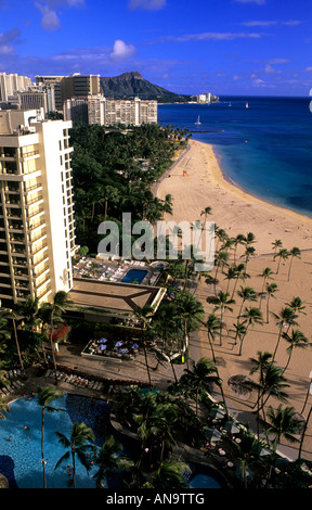 Stations balnéaires sur Waikiki Beach, honolulu Oahu Hawaii USA Banque D'Images