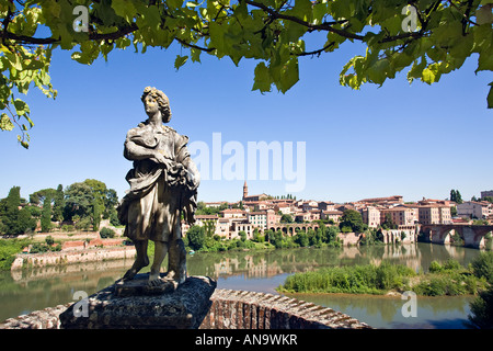 Aperçu de la rivière Le Tarn et Albi des jardins du Palais de la Berbie, Albi, France Banque D'Images