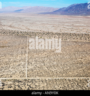Vue aérienne de la Californie désert avec quadrillage et de montagnes en arrière-plan Banque D'Images