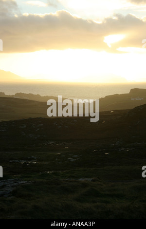 Un magnifique coucher de soleil à Malin Head, péninsule, Inishowen Donegal, Irlande Banque D'Images