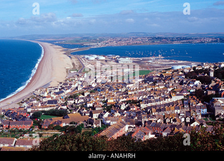 Chesil Beach à partir de portland heights dorset england uk go Banque D'Images