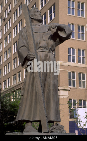 Fray Garcia de San Francisco à Pioneer statue Plaza, El Paso, Texas, USA Banque D'Images