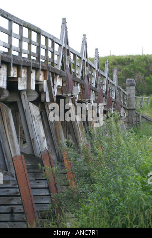 Pont de bois sur la rivière Spey, en Écosse Banque D'Images