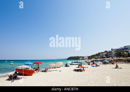 Plage, Kalithea, péninsule de Kassandra, Halkidiki, Grèce Banque D'Images