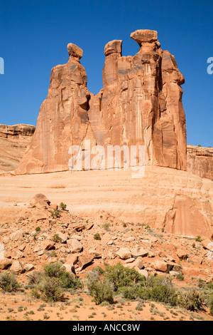 L'Utah, Arches NP, trois commères Banque D'Images