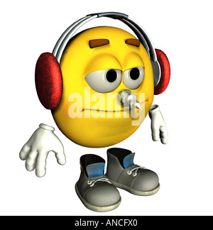 Smiley avec casque antibruit Banque D'Images