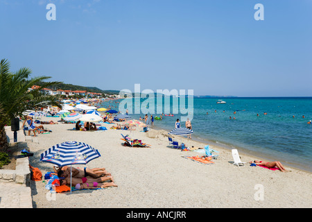 Plage, Polichrono, péninsule de Kassandra, Halkidiki, Grèce Banque D'Images