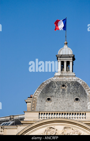 Le drapeau tricolore en survolant le Palais du Luxmbourg, Paris, France. Banque D'Images