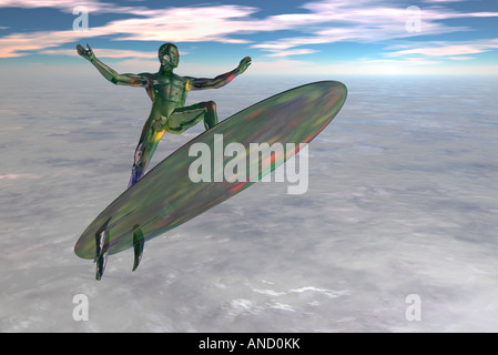 Un surfeur nuage conceptuel 3D Image. Banque D'Images