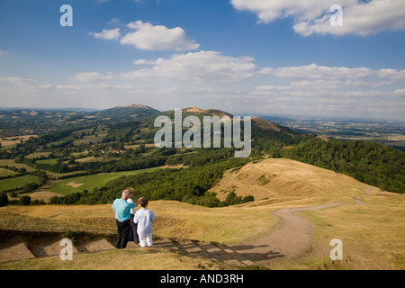 Balade AU CAMP BRITANNIQUE SUR LES COLLINES DE MALVERN WORCESTERSHIRE ENGLAND UK Banque D'Images