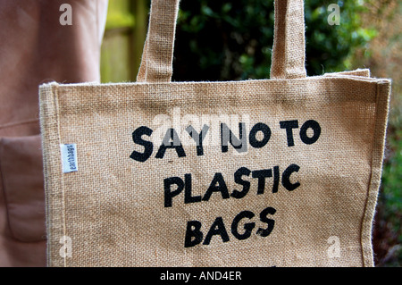 Sac en tissu avec 'SDITES NON AUX SACS EN PLASTIQUE. Banque D'Images