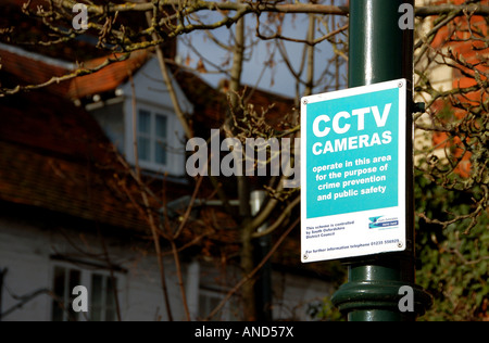 Signe de caméra de vidéosurveillance, Henley-on-Thames, Oxfordshire Banque D'Images