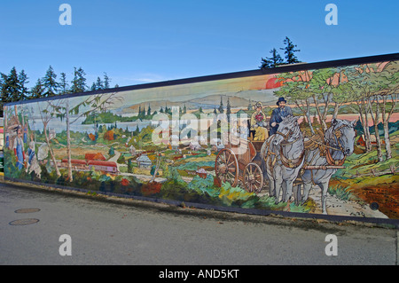 1891 Chemainus Outdoor Wall Mural peint en 1983 par David Maclagan Banque D'Images