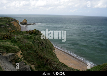 Pointe du Hoc sur la côte de la Normandie, dans le nord de la France Banque D'Images