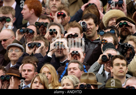 Les spectateurs de la course de Cheltenham GLOUCESTERSHIRE Royaume Uni Banque D'Images