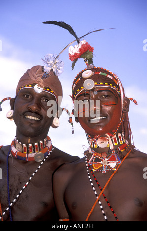 Deux guerriers Samburu Banque D'Images