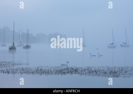 'Le lac Windermere' à 'fermer' Waterhead à l'aube d'un matin d'automne. Banque D'Images