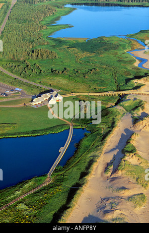 Vue aérienne de la plage Cavendish, Prince Edward Island National Park, Prince Edward Island, Canada. Banque D'Images