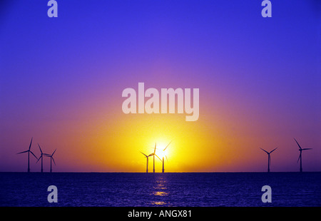 Scroby Sands wind farm à deux miles de la côte de Great Yarmouth, Norfolk, Royaume-Uni. Banque D'Images