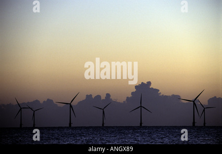 Scroby Sands wind farm à deux miles de la côte de Great Yarmouth, Norfolk, Royaume-Uni. Banque D'Images
