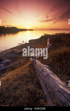 Coucher du soleil à baie Whaling Station, Hornby Islands, British Columbia, Canada. Banque D'Images