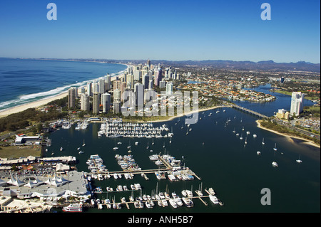 Le Broadwater Gold Coast Queensland Australie aerial Banque D'Images