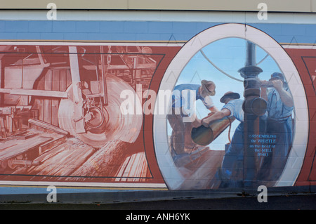 Photo murale extérieure Chemainus peint en 1989 par Robert DAFFORD, Lafayette, Louisiane. Banque D'Images